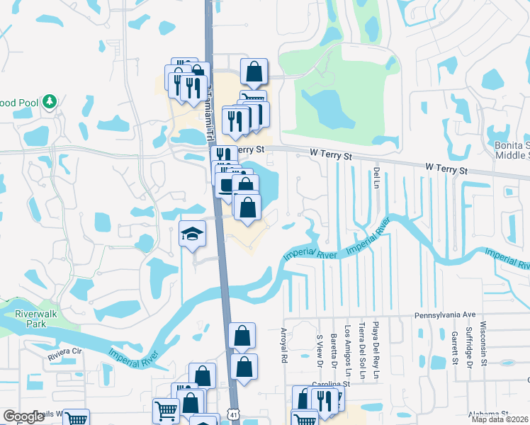 map of restaurants, bars, coffee shops, grocery stores, and more near 8717 River Homes Lane in Bonita Springs