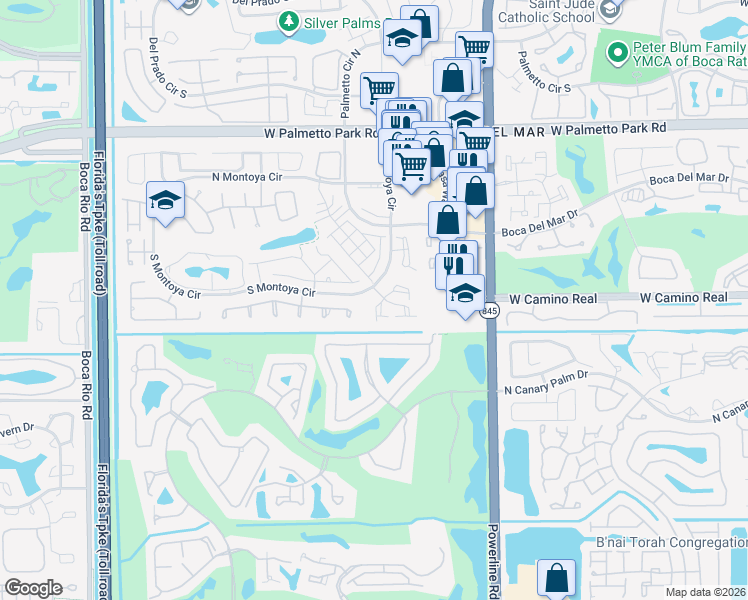 map of restaurants, bars, coffee shops, grocery stores, and more near 22437 Arcadia Court in Boca Raton