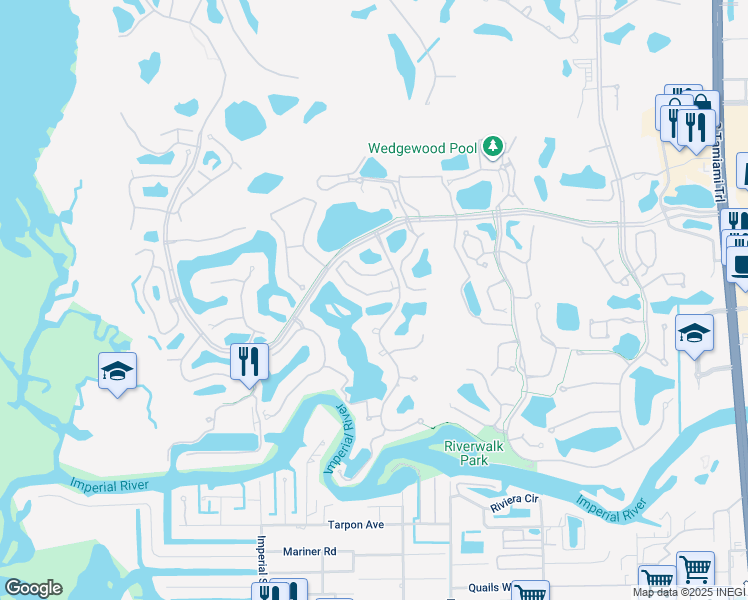 map of restaurants, bars, coffee shops, grocery stores, and more near 4100 Lake Forest Drive in Bonita Springs