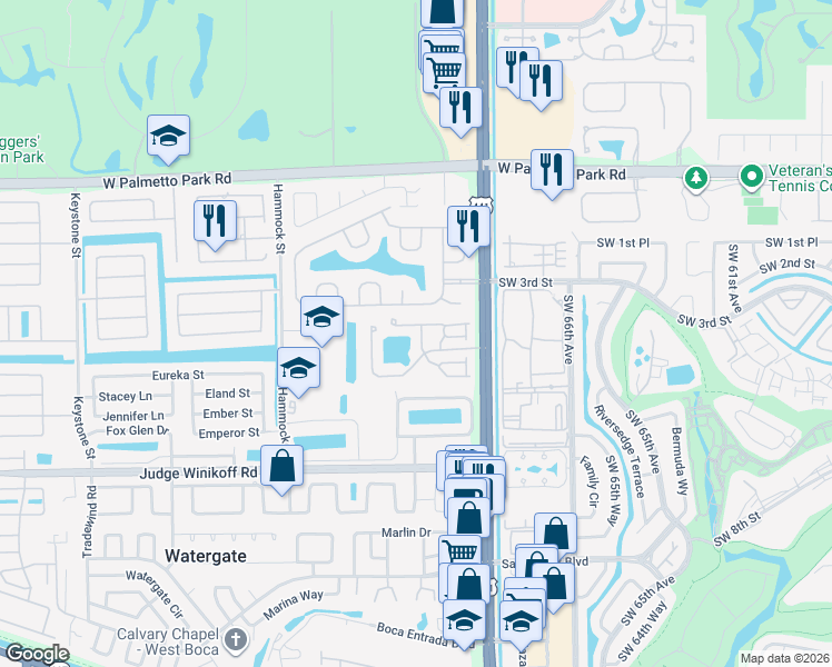 map of restaurants, bars, coffee shops, grocery stores, and more near 10096 Lexington Estates Boulevard in Boca Raton