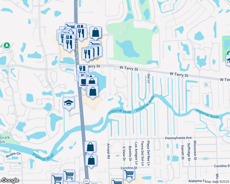 map of restaurants, bars, coffee shops, grocery stores, and more near 9101 Brendan River Court in Bonita Springs