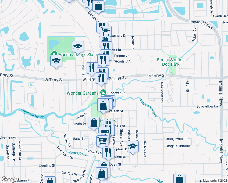map of restaurants, bars, coffee shops, grocery stores, and more near in Bonita Springs