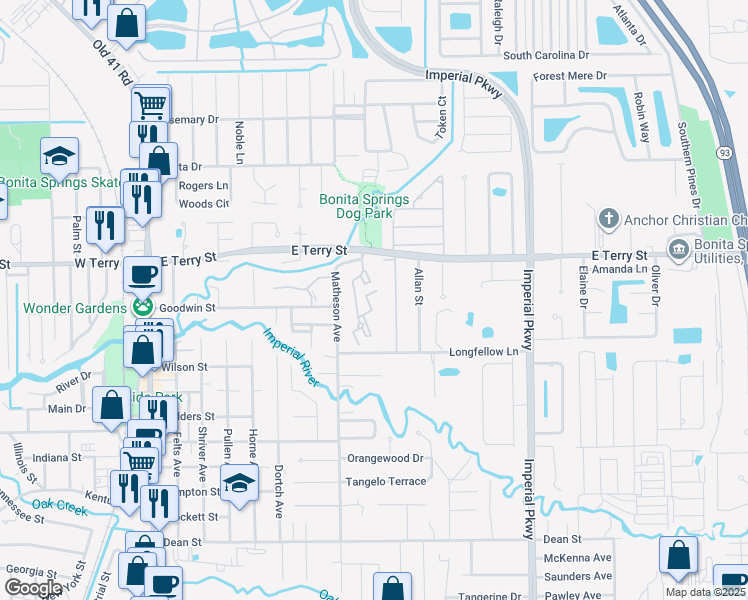 map of restaurants, bars, coffee shops, grocery stores, and more near 27079 Matheson Avenue in Bonita Springs