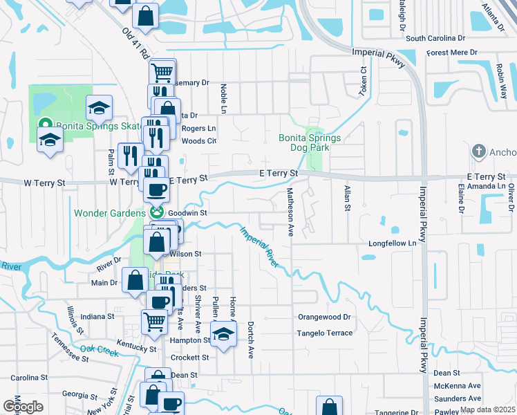 map of restaurants, bars, coffee shops, grocery stores, and more near 10968 Leitner Creek in Bonita Springs