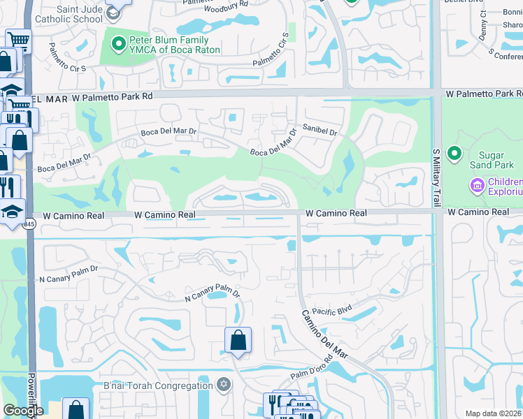 map of restaurants, bars, coffee shops, grocery stores, and more near 6049 Balboa Circle in Boca Raton