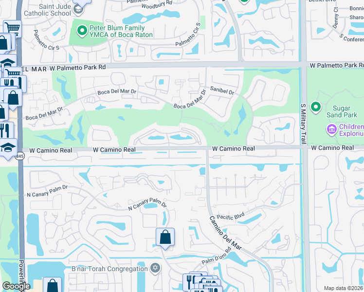 map of restaurants, bars, coffee shops, grocery stores, and more near 6049 Balboa Circle in Boca Raton
