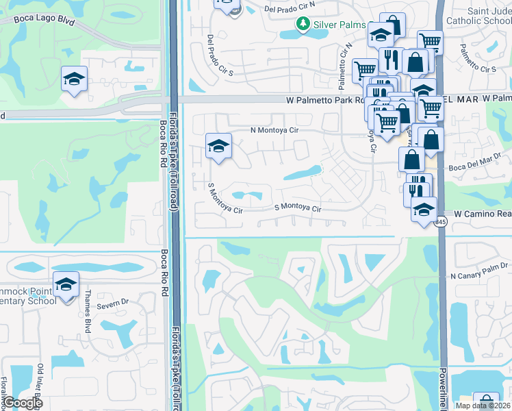 map of restaurants, bars, coffee shops, grocery stores, and more near 7810 Lago Del Mar Drive in Boca Raton