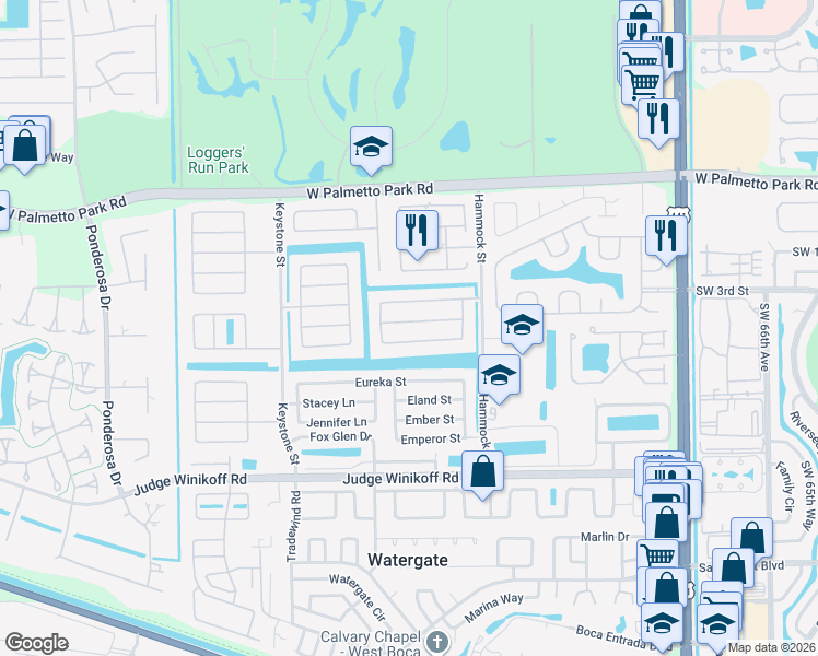 map of restaurants, bars, coffee shops, grocery stores, and more near 4690 Betelnut Street in Boca Raton