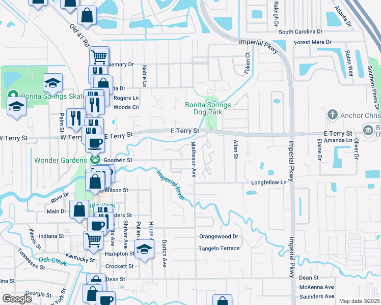 map of restaurants, bars, coffee shops, grocery stores, and more near 27120 Matheson Avenue in Bonita Springs