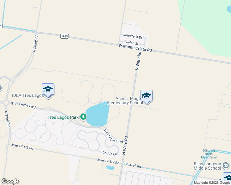 map of restaurants, bars, coffee shops, grocery stores, and more near 4560 Estancia Parkway in McAllen