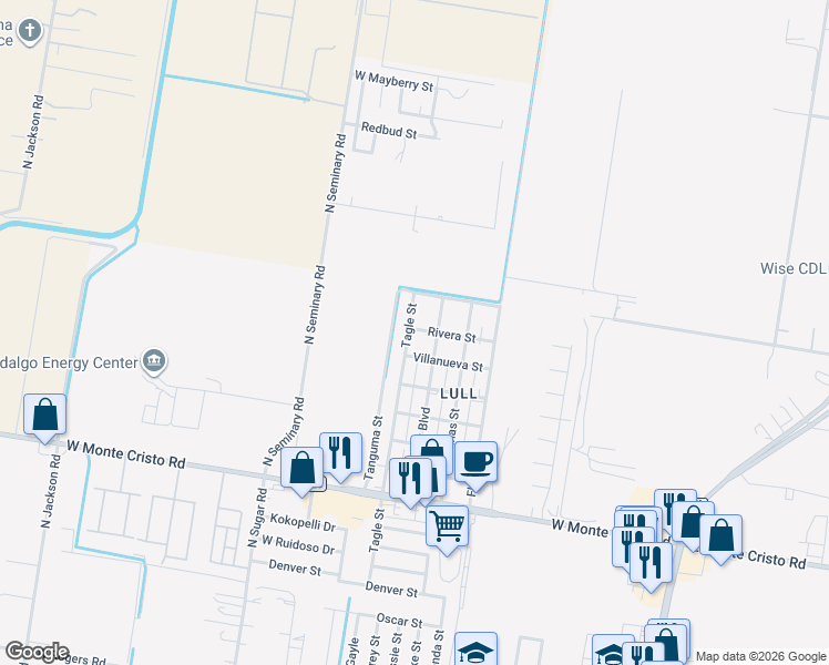 map of restaurants, bars, coffee shops, grocery stores, and more near 4222 Tagle Street in Edinburg