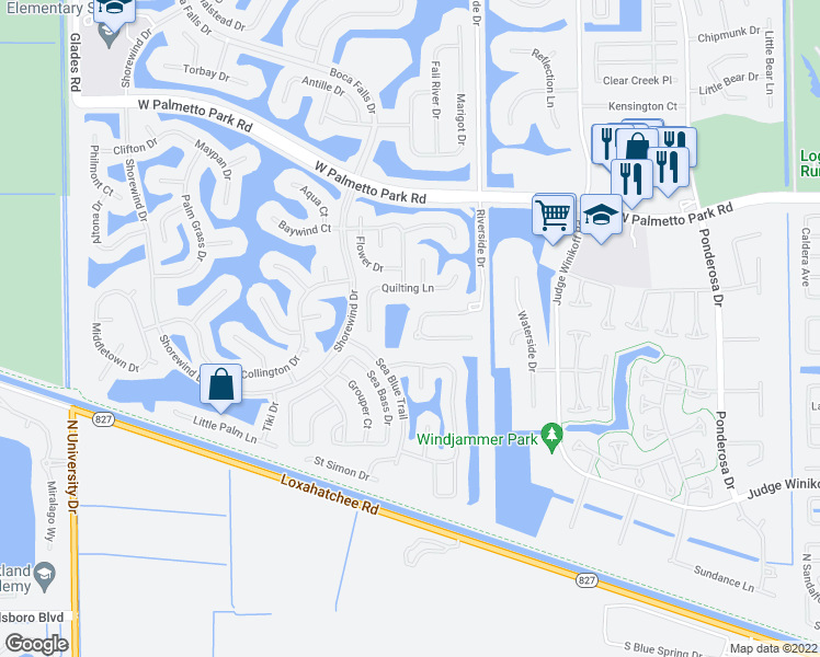 map of restaurants, bars, coffee shops, grocery stores, and more near 12153 Boca Reserve Lane in Boca Raton