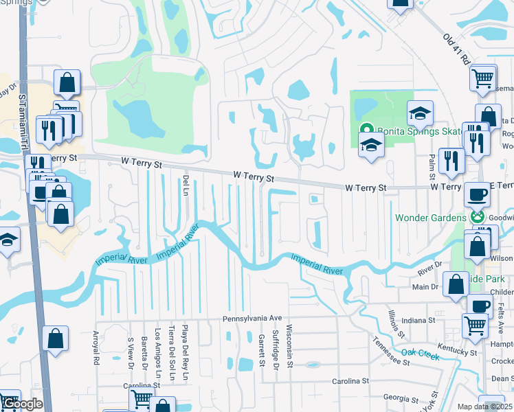 map of restaurants, bars, coffee shops, grocery stores, and more near 27060 Flamingo Drive in Bonita Springs