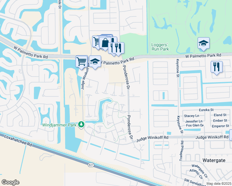 map of restaurants, bars, coffee shops, grocery stores, and more near 22292 Misty Woods Way in Boca Raton