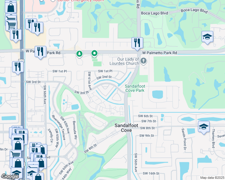 map of restaurants, bars, coffee shops, grocery stores, and more near 22392 Southwest 57th Circle in Boca Raton