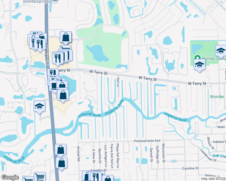 map of restaurants, bars, coffee shops, grocery stores, and more near 27111 Mora Road in Bonita Springs
