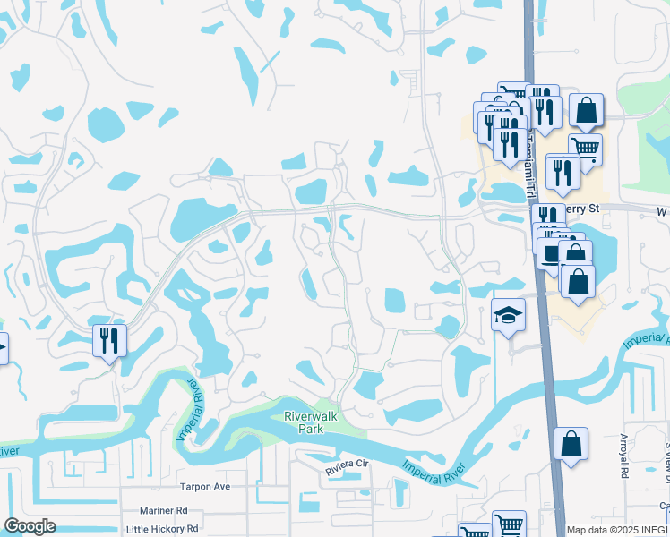 map of restaurants, bars, coffee shops, grocery stores, and more near 34105 Lost Lake Lane in Bonita Springs