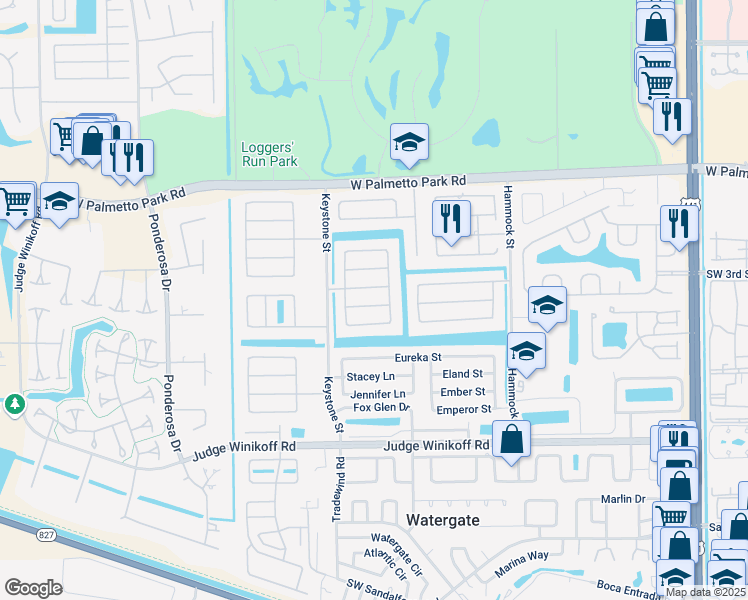map of restaurants, bars, coffee shops, grocery stores, and more near 10883 Gantry Street in Boca Raton
