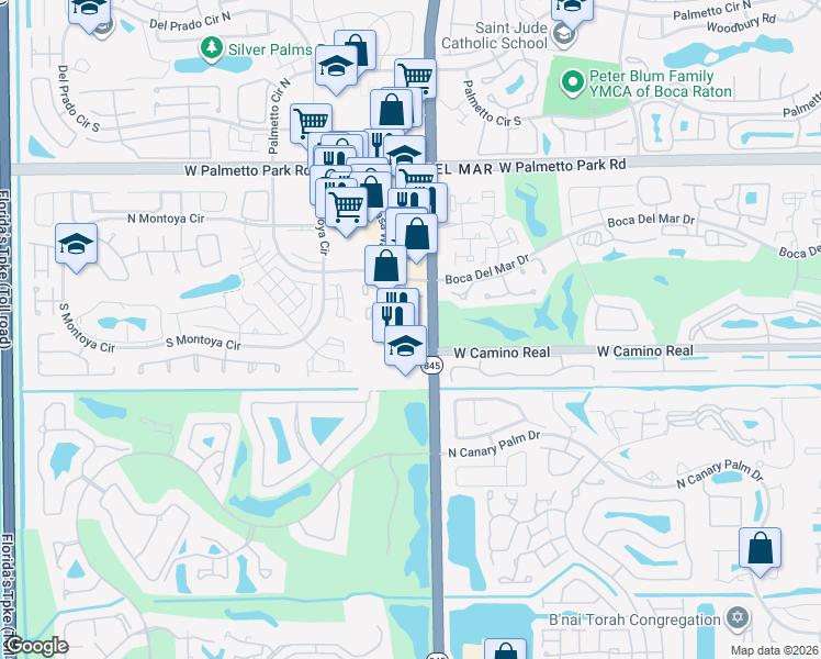 map of restaurants, bars, coffee shops, grocery stores, and more near in Palm Beach County