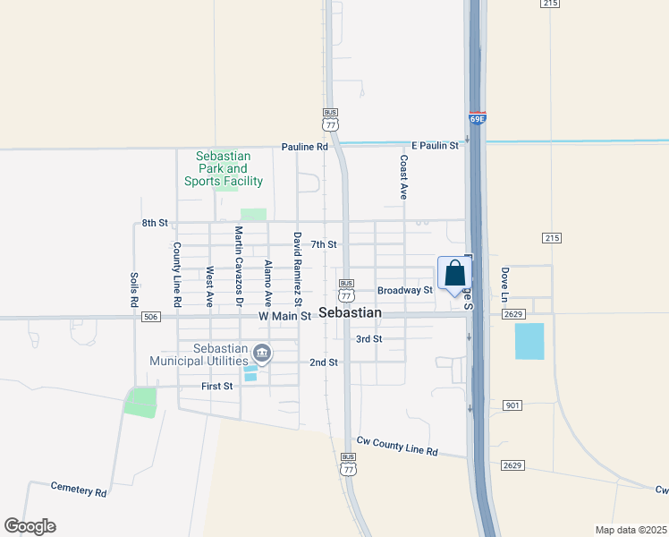 map of restaurants, bars, coffee shops, grocery stores, and more near 127 6th Street in Lyford