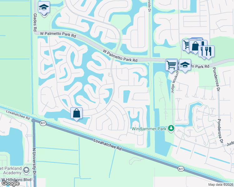 map of restaurants, bars, coffee shops, grocery stores, and more near 12205 Quilting Lane in Boca Raton