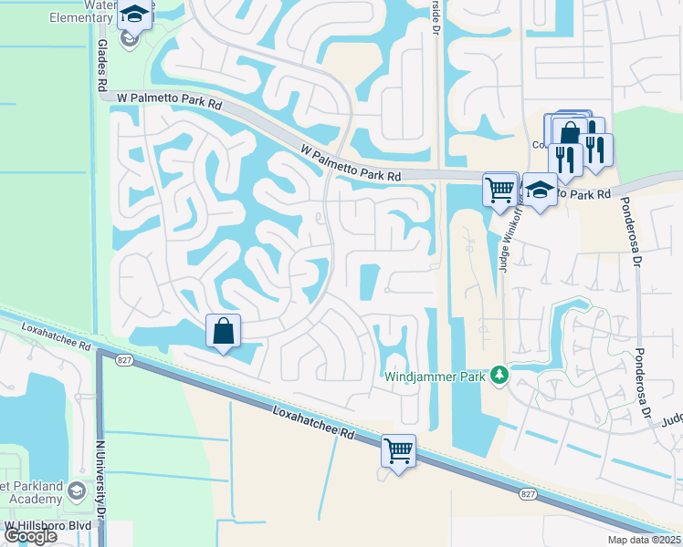 map of restaurants, bars, coffee shops, grocery stores, and more near 12205 Quilting Lane in Boca Raton