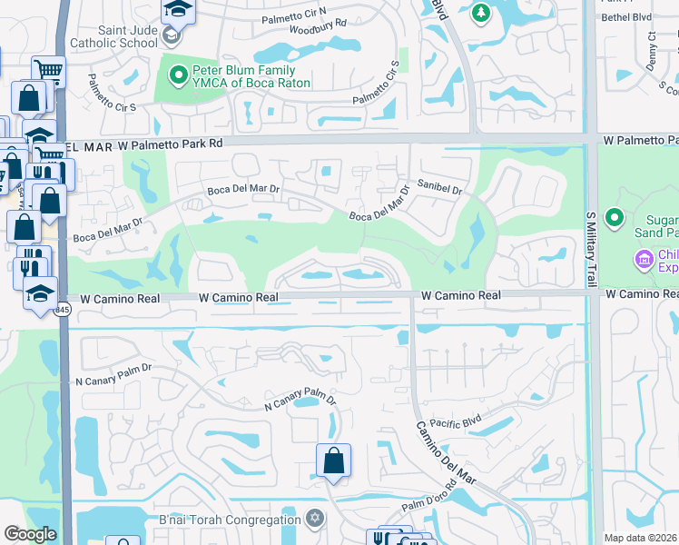 map of restaurants, bars, coffee shops, grocery stores, and more near 821 Balboa Circle in Boca Raton