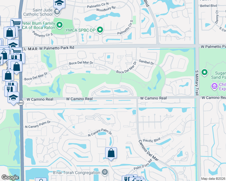 map of restaurants, bars, coffee shops, grocery stores, and more near 821 Balboa Circle in Boca Raton