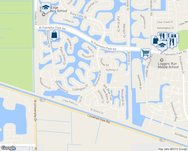 map of restaurants, bars, coffee shops, grocery stores, and more near 12301 Cabot Court in Boca Raton