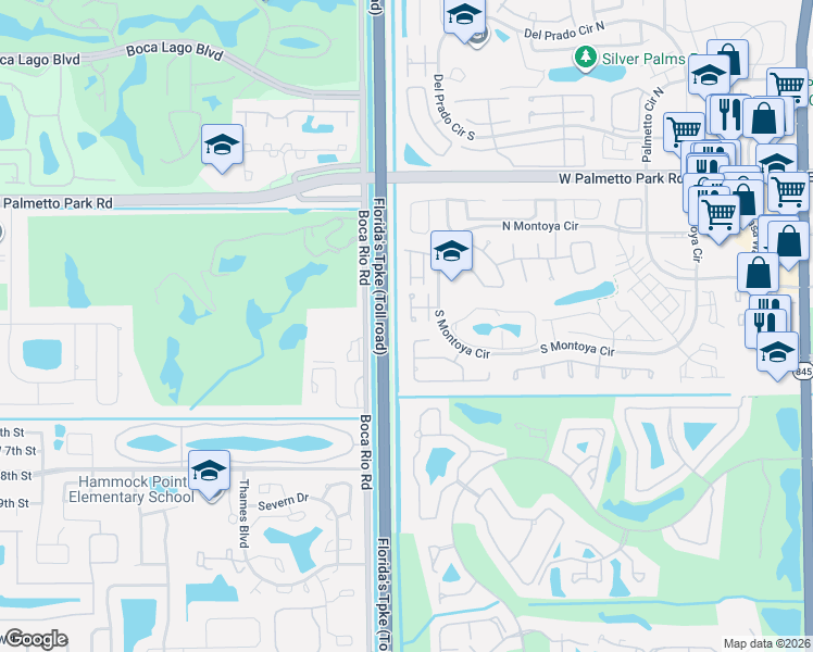 map of restaurants, bars, coffee shops, grocery stores, and more near 7974 Tennyson Court in Boca Raton