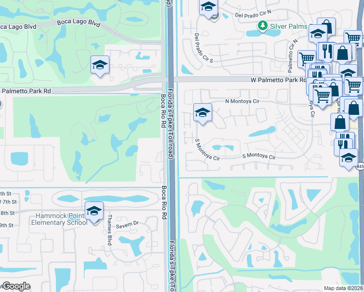 map of restaurants, bars, coffee shops, grocery stores, and more near 7974 Tennyson Court in Boca Raton