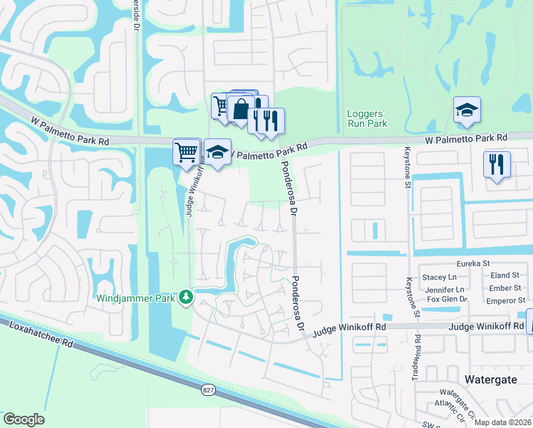 map of restaurants, bars, coffee shops, grocery stores, and more near 22292 Misty Woods Way in Boca Raton