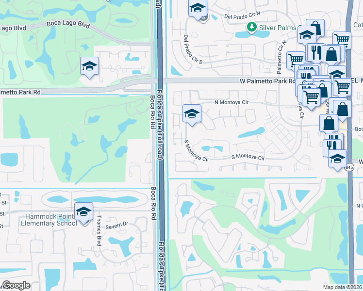 map of restaurants, bars, coffee shops, grocery stores, and more near 7974 Tennyson Court in Boca Raton