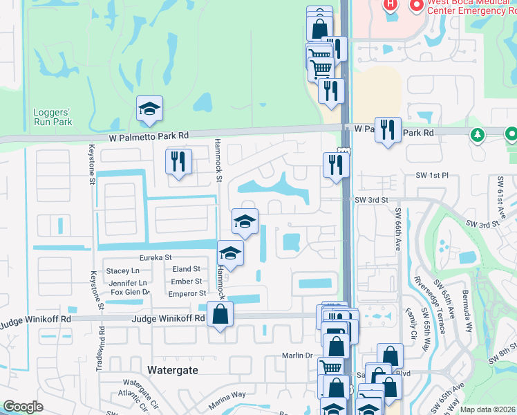 map of restaurants, bars, coffee shops, grocery stores, and more near 10138 Lexington Estates Boulevard in Boca Raton