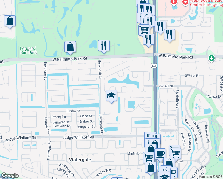 map of restaurants, bars, coffee shops, grocery stores, and more near 10174 Lexington Estates Boulevard in Boca Raton