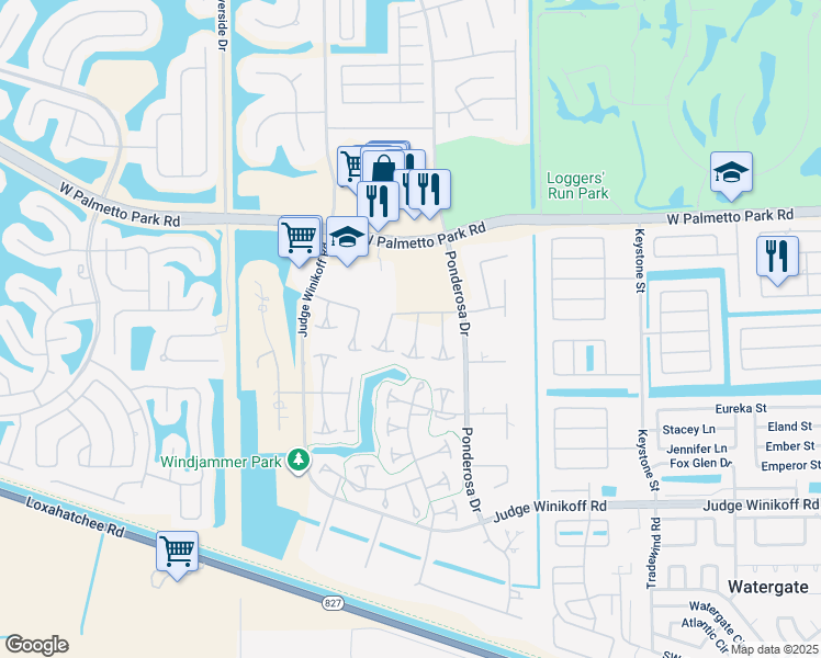 map of restaurants, bars, coffee shops, grocery stores, and more near 22292 Misty Woods Way in Boca Raton