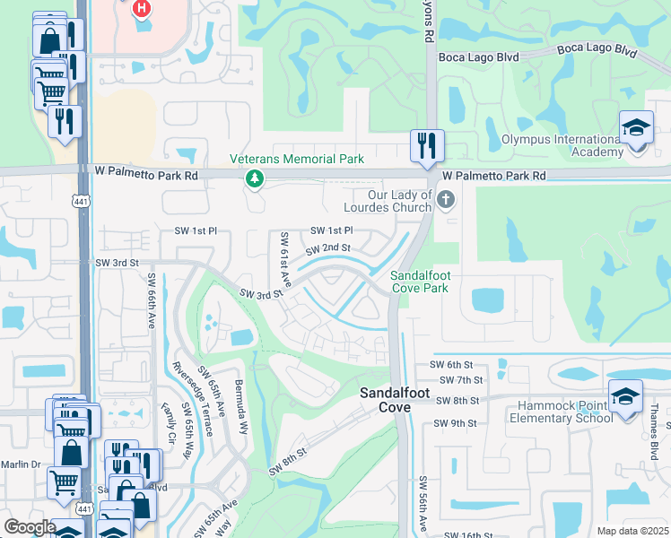 map of restaurants, bars, coffee shops, grocery stores, and more near 9280 Southwest 3rd Street in Boca Raton