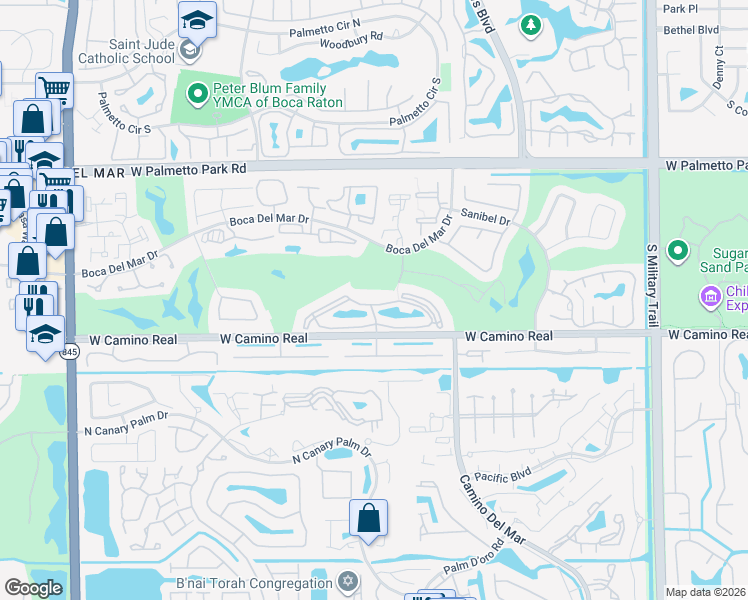 map of restaurants, bars, coffee shops, grocery stores, and more near 6200 Boca Del Mar Drive in Boca Raton