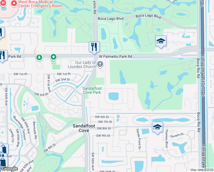 map of restaurants, bars, coffee shops, grocery stores, and more near 22253 Ensenada Way in Boca Raton