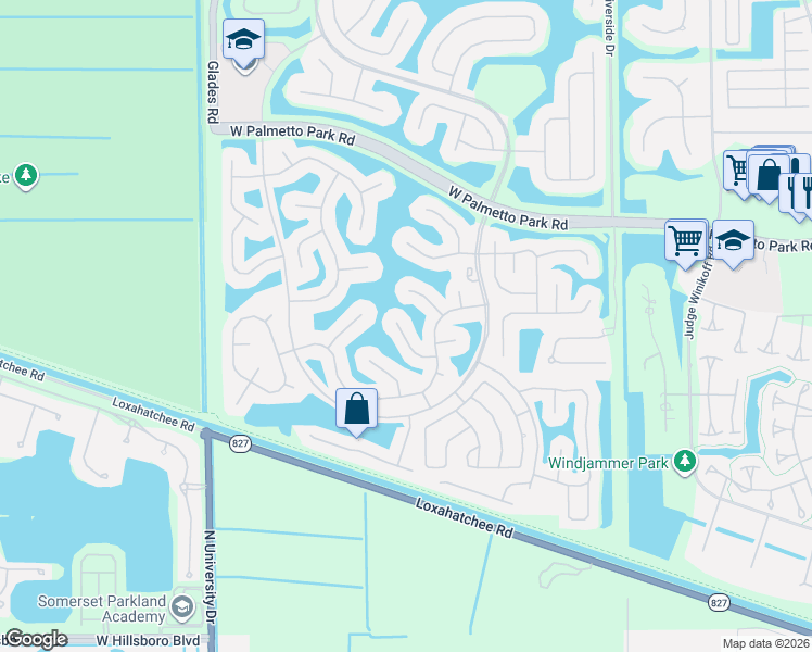 map of restaurants, bars, coffee shops, grocery stores, and more near 22230 Kettle Creek Way in Boca Raton