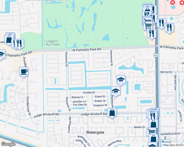 map of restaurants, bars, coffee shops, grocery stores, and more near 4678 Avalon Street in Boca Raton