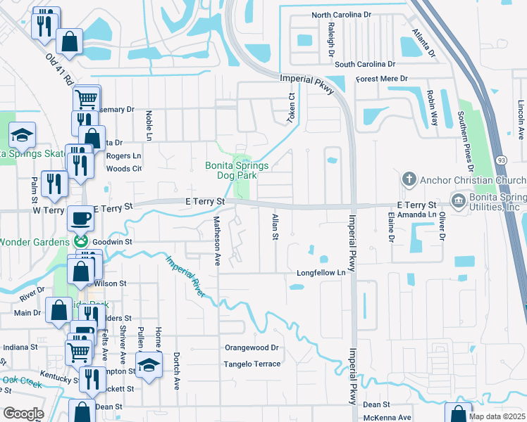 map of restaurants, bars, coffee shops, grocery stores, and more near 11166 La Coruna Lane in Bonita Springs