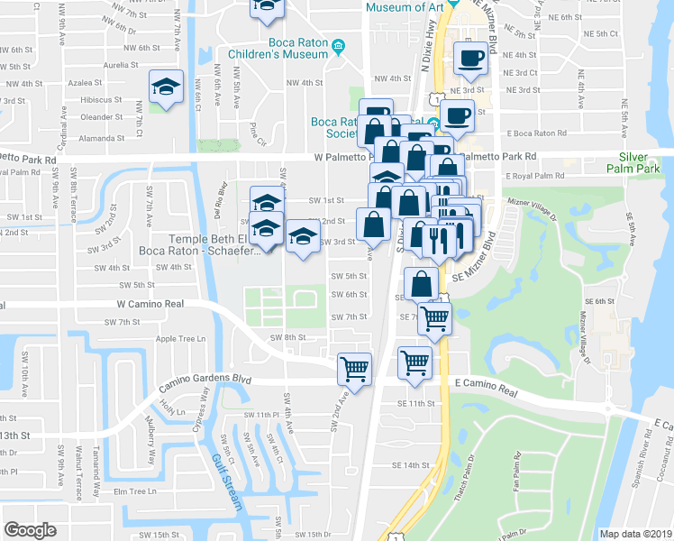 map of restaurants, bars, coffee shops, grocery stores, and more near 270 Southwest 4th Street in Boca Raton