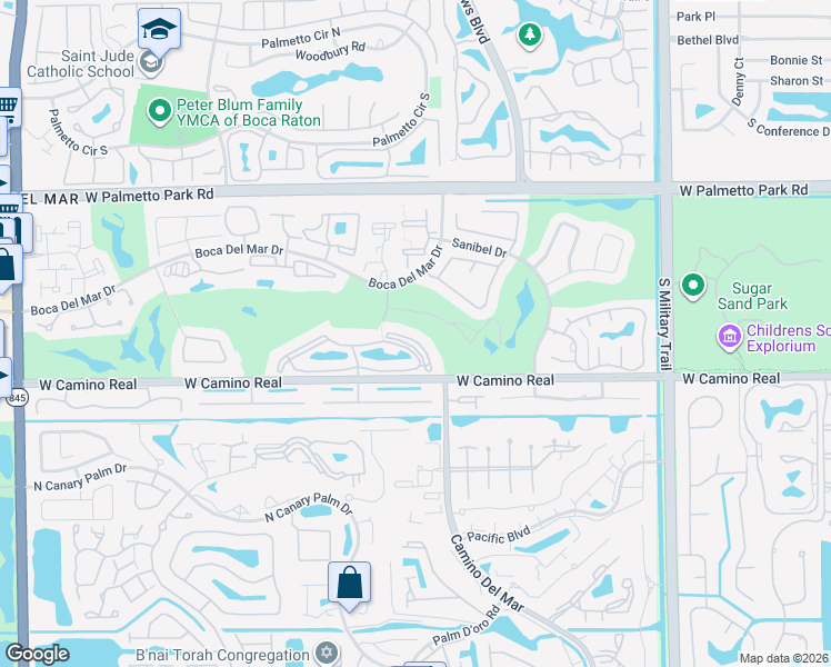 map of restaurants, bars, coffee shops, grocery stores, and more near 6097 Balboa Circle in Boca Raton