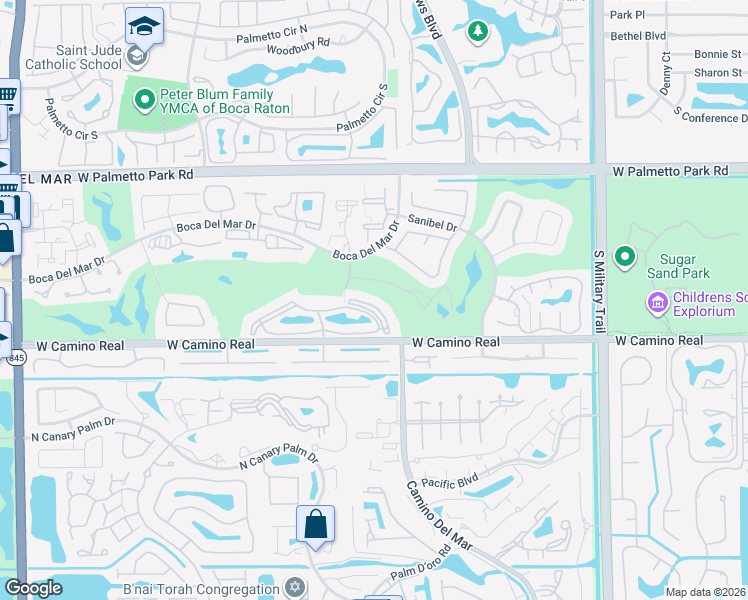 map of restaurants, bars, coffee shops, grocery stores, and more near 6097 Balboa Circle in Boca Raton