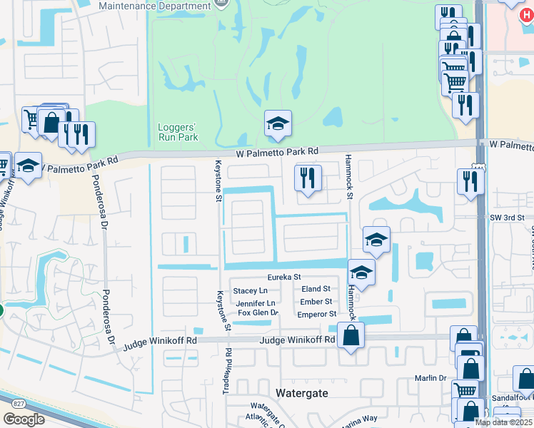 map of restaurants, bars, coffee shops, grocery stores, and more near 22199 Aquila Street in Boca Raton