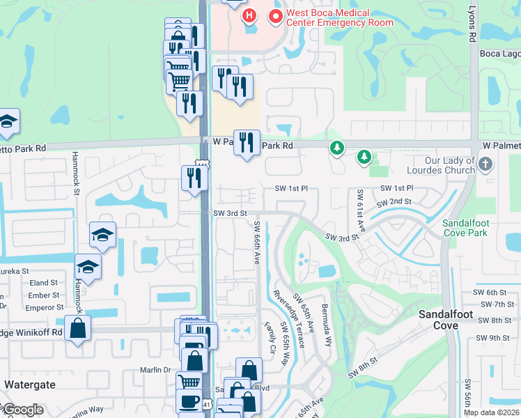 map of restaurants, bars, coffee shops, grocery stores, and more near 22246 Boca Rancho Drive in Boca Raton