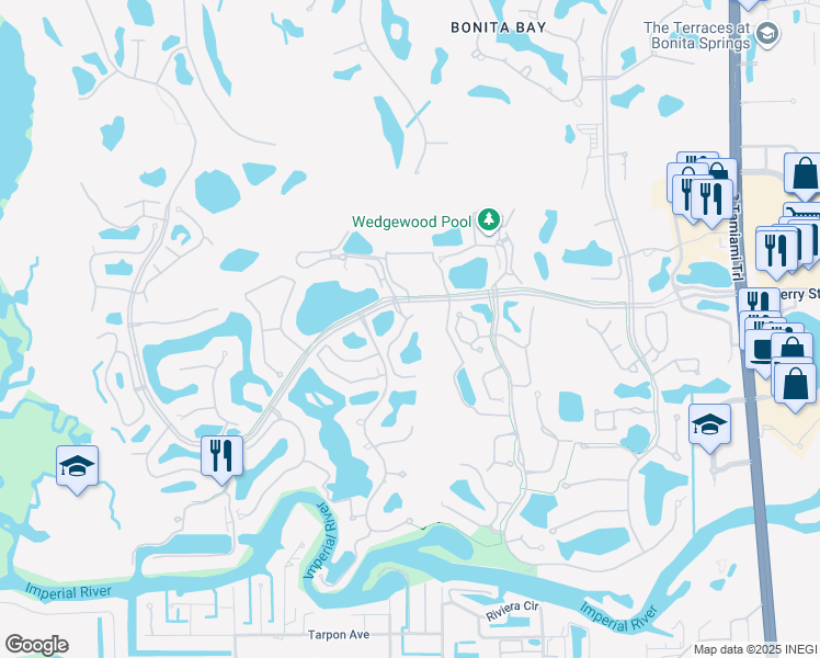 map of restaurants, bars, coffee shops, grocery stores, and more near 27021 Lake Harbor Court in Bonita Springs