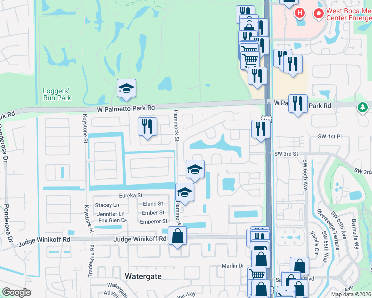 map of restaurants, bars, coffee shops, grocery stores, and more near 10246 Lexington Estates Boulevard in Boca Raton