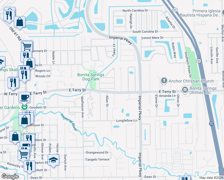 map of restaurants, bars, coffee shops, grocery stores, and more near 11285 La Coruna Lane in Bonita Springs